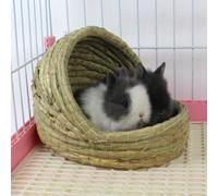 Bunny Bed - Straw Woven Slipper Shape Nest for Small Animals, Soft Ferret and Rabbits Bed, Woven Straw Cradle for Hamsters, Squirrels, and Indoor Pets, Warm Sleeping Nest for Chicken Coop, Cage,
