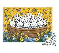 Bunny Boat with Flowers Puzzle Imposible,desafío para Adultos Entretenimiento Creativo 1000 Piezas Obra De Arte De Juego De para Adultos Y Niños Mayores De 12 Años 38x26cm/1000pcs