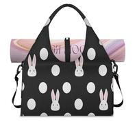 Bunny - Bolsa deportiva de lona para mujeres y hombres, con diseño de lunares, para fin de semana, con compartimento para zapatos, bolsa de hombro para yoga, gimnasio, viajes, color, L, Organizador de