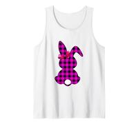 Bunny Buffalo Pink Plaid Happy Easter Day Mujeres Niñas Niños Camiseta sin Mangas