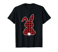 Bunny Buffalo Red Plaid Happy Easter Day 2026 Hombres Mujeres Niños Camiseta