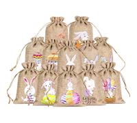 Bunny Burlap Bag, Goody Bags, Chocolate Gift Bags, Reusable Lollipop Goody Bag, Adorable Candy Pouch 12-Piece Bunny Burlap for Snacks, and Chocolate, (3,9 X 5,5 pulgadas) Pink