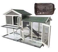 BUNNY BUSINESS The Grove Grey Double Decker Conejo/Conejillo de Indias Hutch and Run Extra Profundidad con Piso (Grey Grove, Hutch Y Funda)