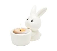 Bunny Candle Holder - White Cute Easter Egg Ceramic Stand Decor | 1.57x3.15x3.58 Inches Easter Bunny Candle Holder Suitable For Banquet Gathering Party Shelf Desk