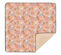 Bunny & Carrot - Alfombra de juego de espuma suave ligera para interiores y exteriores, acogedora, transpirable, para jugar boca abajo, para bebés y niños pequeños, 50 x 50 pulgadas