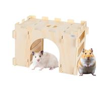 Bunny Castle - Wood 31cm, Pet Hideaway, Wooden Pet House | Detachable Design with Hay Feeder Build, Wooden Pets House, Small Animal Cage For Chinchilla, Hedgehog, Enclosure, Backyard, Indoor, Home