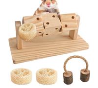Bunny Chew Toys, Wooden Enrichment Pet Supplies, 5.51x2.76x2.4 Inches Hamster Foraging Toy Set with Interactive Play, Natural Wood Small Animal Accessories, Home Accessory for Indoor Cage Living Room