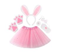 Bunny Costume Kids - 6 Pieces Pink Plush Soft Outfit | Kids Bunny Ears Set | For Daily Outdoor Home Party Birthday Holiday New Year Thanksgiving Valentine's Day Stage Performance Vacation, Adorable Ra