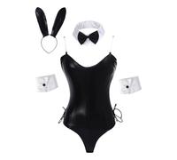 Bunny Costume Set - Artificial Leather S-3XL 4 Piece Rabbit Cosplay Outfit