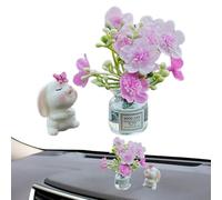 Bunny Dashboard Flower Ornament, Cute Car Interior Decoration, Small Auto Accessories, Portable Travel Companion For Daily Driving, High-Quality Material For Long-Lasting Use