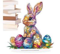 Bunny Decor - Centro de mesa acrílico 2D de Pascua - Decoración navideña de temporada de huevo de conejo - para vacaciones, boda, hogar, oficina, sala de estar, dormitorio, estante de escritorio