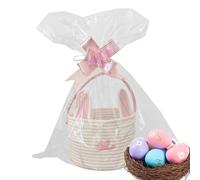 Bunny Ear Easter Basket with Handles, Cute Rabbit Tote for Egg Hunt and Candy Storage, Easter Decoration Basket for Parties, Treats and, Reusable Bunny Candy Bag for Children and Adults