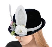 Bunny Ears Beanie Hat Party Bowler Style With Flowers | Soft Stylish Headwear, Halloween Disfraz Accessory, Cute Photography Prop For Women Men Teens Adults, Spring Celebration Party Dress-Up, Holiday