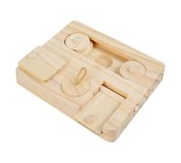 Bunny Enrichment Toy, Wooden Foraging Dispenser, Small Animal Chew Toy, Interactive Food Puzzle for Rabbits Hamsters Mice Indoor Cage Play Home, Natural Wood Material, Treat Dispensing Design