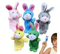 Bunny Finger Puppet Set - Muñecas de dedo de peluche para bebés y niños pequeños, juego de 5 muñecos de dedo de animales rellenos | juguetes interactivos para Playtime Storytelling School, cumpleaños