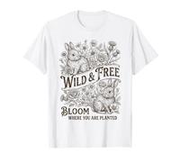 Bunny Floral Art Bloom Where You Are Planted Cita Vintage Camiseta
