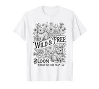 Bunny Floral Art Bloom Where You Are Planted Cita Vintage Camiseta
