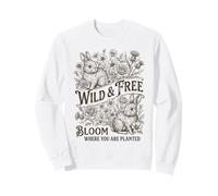 Bunny Floral Art Bloom Where You Are Planted Cita Vintage Sudadera