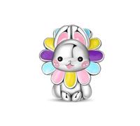 Bunny Floral Wreath Bead Charm, Charm para pulsera, compatible con Pandora Bracelet Neckalce