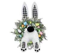 Bunny For Easter Wreath, 11.81x9.45 Inches Welcome Sign Attachment Craft | Hangable Easter Outdoor Wreath Attachment | For Spring Holiday Party Outdoor Home Wall Farmhouse