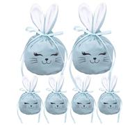 Bunny Goodie Bags Set - 6 piezas Drawstring, reutilizable Storage Pouch | 4,7 x 3,9 pulgadas Easter Party Favor Supplies, Cute Rabbit Candy Gift Sack Collection With Fabric Material Design For Teen