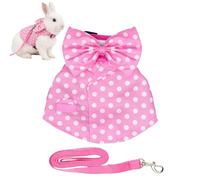 Bunny Harness and Set, Escape Proof Small Pet Vest, Breathable Mesh Outfit with Bow Style, Soft Cotton Fabric with Safety Build, Bunny Ferret for Outdoor Travel