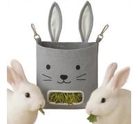 Bunny Hay Feeder - Correa ajustable, gancho para jaula, de malla transpirable, soporte giratorio para heno, para reducir residuos, cesta colgante de verduras con ojal de metal para