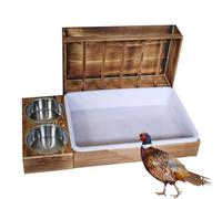 Bunny Hay Feeder - de Madera 2 Cuencos, Bandeja de integrada para Gatos, dispensador de Hierba antiresiduos, Accesorio de alimentación para Animales pequeños para Conejos