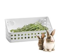 Bunny Hay Feeder, Hay Dispenser Rack, Small Pets Grass Storage Holder, Sturdy Cage Accessory for Chinchillas, Hamsters, Bunnies Feeding, Indoor and Outdoor Use, White Colored