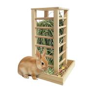 Bunny Hay Feeder - Wooden Small Animal Food Holder for Rabbits | Natural Wood Construction with Hanging Slot, Hay Dispensing Rack for Ferrets Squirrels Chinchillas Hamsters Hedgehogs Indoor Pet Cage