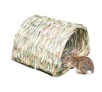 Bunny Hiddeout - Conejera de cama para conejos, casa de animales de hierba de caña natural, refugio pequeño para mascotas, perfecto para conejos, cobayas y relajación en interiores o diversión para