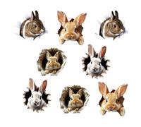 Bunny Hole Wall Decal - Paper 8 Pieces | Easter Rabbit Break Wall Sticker Decorations, Bunny Toilet Decal Set, Cute 3D BunnyWall Art Stickers For Home Party Bathroom Tile Window | Holiday Decor