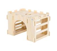 Bunny House for Jaula - Castillo de chinchilla de madera y de hay, extraíble pequeño hábitat para mascotas, 31 cm x 21 cm x 21,5 cm + estructura natural de 621 g, madera de pino sostenible