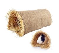 Bunny House, Hand-Woven Nest, Natural Grass Tunnel Toy 14.96x7.48x6.3 Inches, Cozy Design, for Indoor Outdoor Small Animal Play and Rest, Flexible Linen Texture