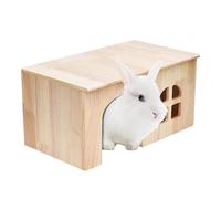 Bunny House - Madera pequeña jaula de mascotas con ventilación | Natural Bunny Castle for Hamster, Gerbil, Chinchilla, Hedgehog & Ferret, Durable Indoor Pet Shelter