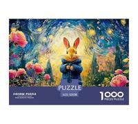 Bunny in A Blue Coat 1000 Pcs Ökopapier Puzzle Rabbit Lebendige Bilder Familienspiel Puzzles Für Erwachsene Und Kinder 52x38cm/1000pcs