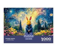 Bunny in A Blue Coat 1000 Stück Premium-Karton Puzzle Rabbit Stressabbau Kreatives Spiel Puzzles Als Wohnaccessoires 52x38cm/1000pcs