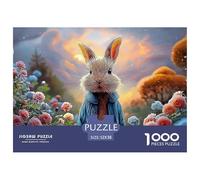 Bunny in A Blue Coat Peter Rabbit Standing 1000 Piezas Cartulina Extra Gruesa Rompecabezas Premium Bunny Antiestrés Juego Familiar Rompecabezas Regalos para Familia Y Amigos 52x38cm/1000pcs