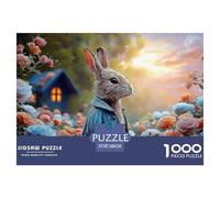 Bunny in A Blue Coat Peter Rabbit Standing 1000 Piezas Cartulina Extra Gruesa Rompecabezas Premium Bunny Antiestrés Juego Familiar Rompecabezas Regalos para Familia Y Amigos 38x26cm/1000pcs