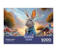 Bunny in A Blue Coat Peter Rabbit Standing 1000 Piezas Cartulina Premium Set De Rompecabezas Bunny Extremadamente Difícil Juguete De Cumpleaños Rompecabezas para Decoración del Hogar 52x38cm/1000pcs