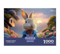 Bunny in A Blue Coat Peter Rabbit Standing 1000 Piezas Papel Ecológico Resistente Rompecabezas Premium Bunny Extremadamente Difícil Juego Creativo Rompecabezas Regalos Para Familia Y Amigos 70x50cm/10