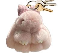 Bunny Keychain - Soft Plush Rabbit Keyring | Cute Stuffed Bunny Bag Charm with Bow | Adorable Velvet Charm for Purse Handbag Backpack Decoration for Women Girls Kids Girlfriend Couples Family