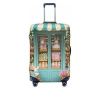 Bunny Lily Tulip - Funda elástica para equipaje de viaje, con diseño de tulipán, rosa blanca, antiarañazos, Black, S
