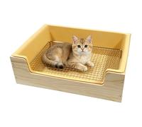 Bunny Litter Box - 40x29x12cm Wood PP | Large Anti Tip Rabbit Litter Toilet Tray | Detachable Pet Toilet For Bunny Cat Guinea Pig Hamster Small Animal Cage Training Use