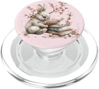 Bunny Mom Love Reading For Rabbit Owners Pink Cherry Blossom PopSockets PopGrip para MagSafe