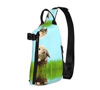 Bunny on Green Grass - Mochila cruzada con estampado de hierba verde, bolsa de hombro para hombres y mujeres, para caminar al aire libre, viajes, Negro -, Talla única