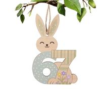 Bunny Ornament - 67 Number Wooden Tags | Easter Bunny Ornaments for Party Wall Holiday Home Kitchen Outdoor Garden Patio, Rustic Wooden Rabbit Hanging Decor for Spring Celebration