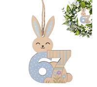 Bunny Ornament - 67 Number Wooden Tags | Easter Bunny Ornaments for Party Wall Holiday Home Kitchen Outdoor Garden Patio, Rustic Wooden Rabbit Hanging Decor for Spring Celebration