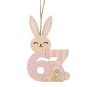 Bunny Ornament - 67 Number Wooden Tags | Easter Bunny Ornaments for Party Wall Holiday Home Kitchen Outdoor Garden Patio, Rustic Wooden Rabbit Hanging Decor for Spring Celebration