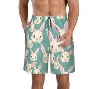 Bunny - Pantalones cortos de playa con estampado bonito y elegante, ligeros, transpirables, para actividades al aire última intervensión, Blanco, L
